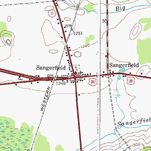 Topographic Map of Sangerfield, NY