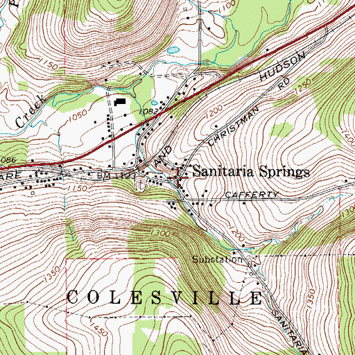 Topographic Map of Sanitaria Springs, NY