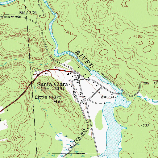Topographic Map of Santa Clara, NY