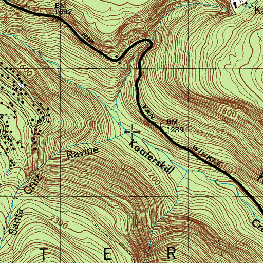 Topographic Map of Santa Cruz Ravine, NY