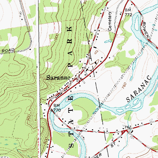 Topographic Map of Saranac, NY