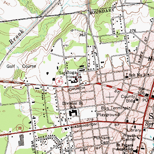 Topographic Map of Saratoga Hospital, NY