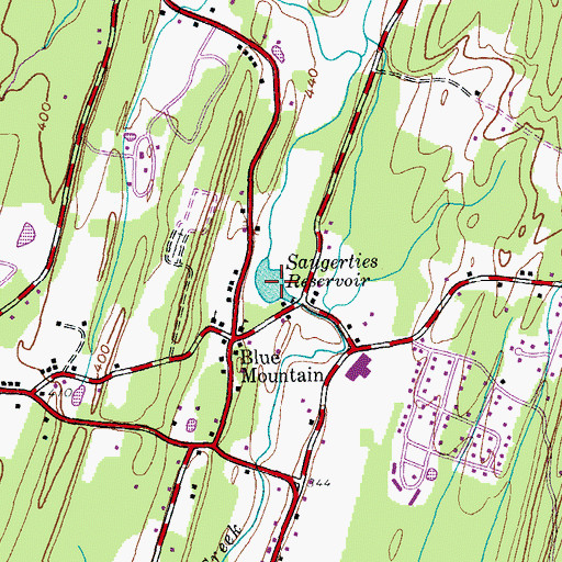 Topographic Map of Saugerties Reservoir, NY