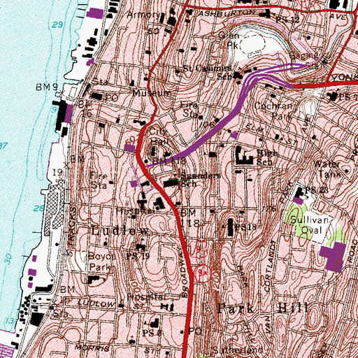 Topographic Map of Saunders School (historical), NY