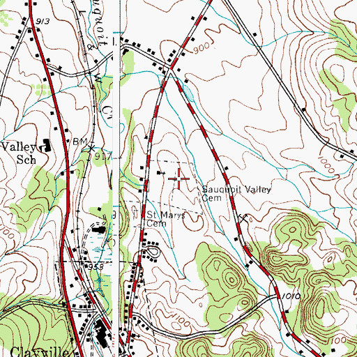 Topographic Map of Sauquoit Valley Cemetery, NY