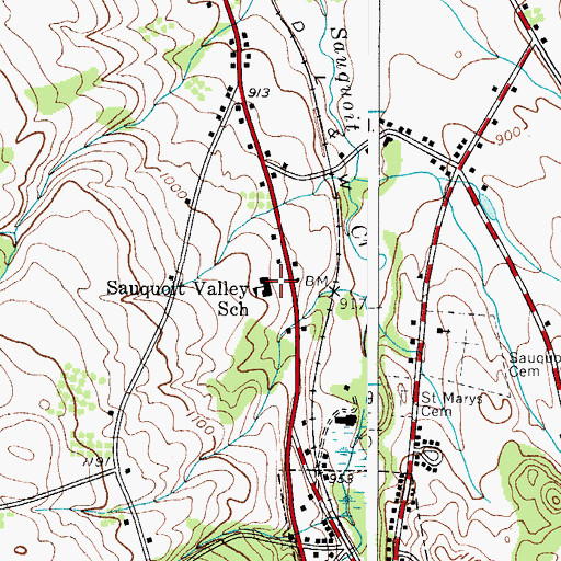 Topographic Map of Sauquoit Valley School, NY
