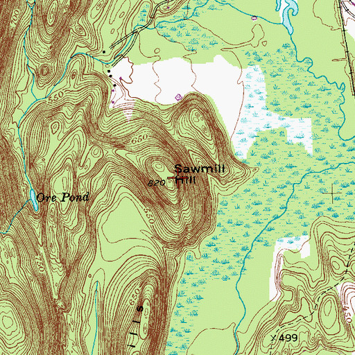 Topographic Map of Sawmill Hill, NY