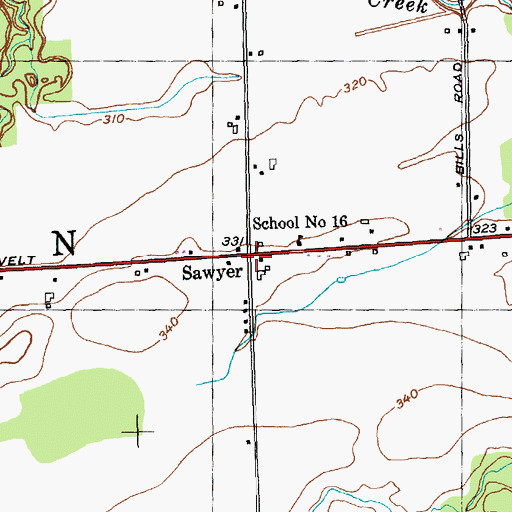 Topographic Map of Sawyer, NY