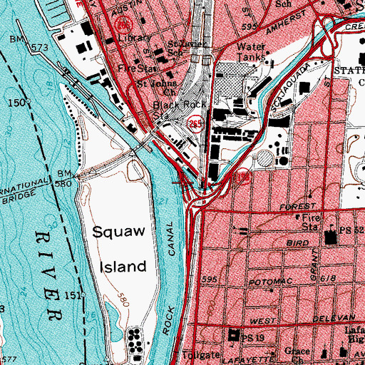 Topographic Map of Scajaquada Creek, NY