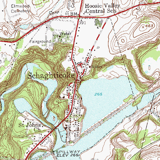 Topographic Map of Schaghticoke, NY