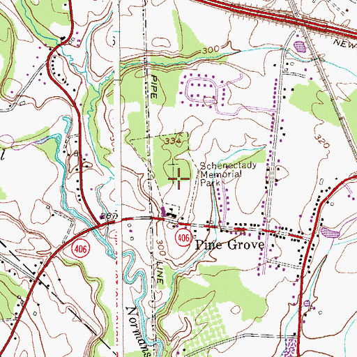Topographic Map of Schenectady Memorial Park, NY