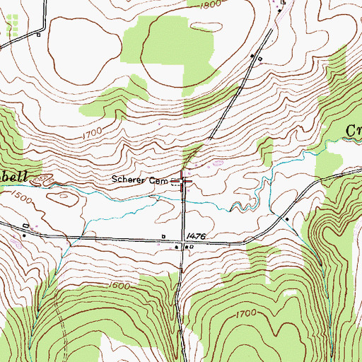 Topographic Map of Scherer Cemetery, NY