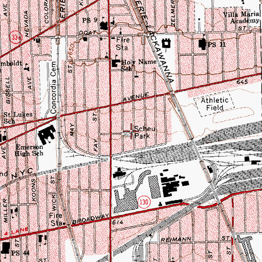 Topographic Map of Scheu Park, NY