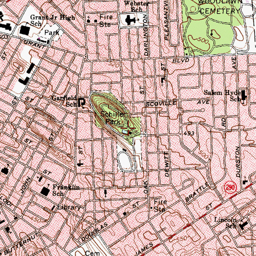 Topographic Map of Schiller Park, NY