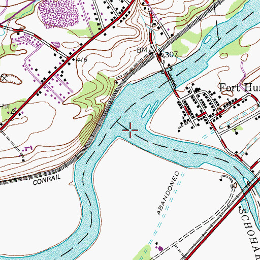 Topographic Map of Schoharie Creek, NY