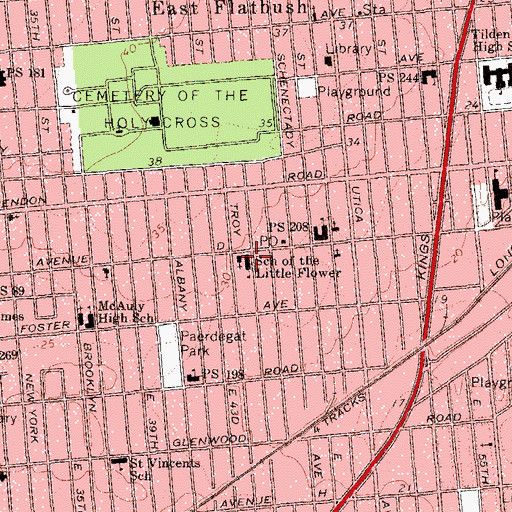 Topographic Map of School of the Little Flower, NY