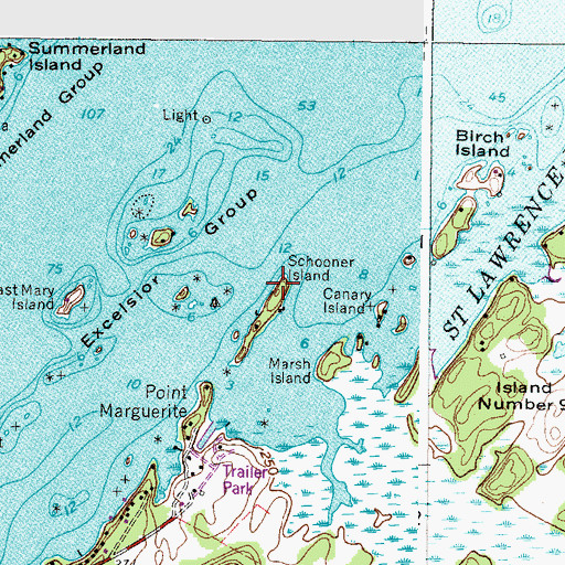 Topographic Map of Schooner Island, NY