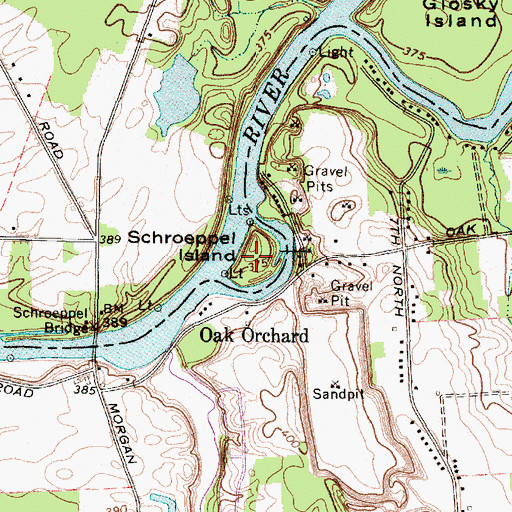 Topographic Map of Schroeppel Island, NY