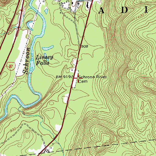 Topographic Map of Schroon River Cemetery, NY