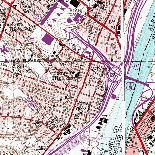 Topographic Map of Schuyler High School (historical), NY