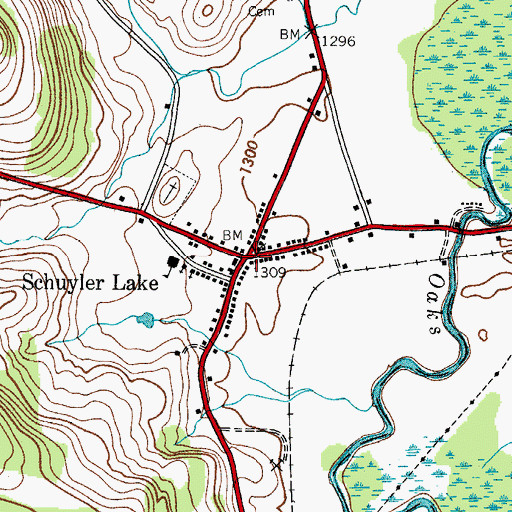 Topographic Map of Schuyler Lake, NY