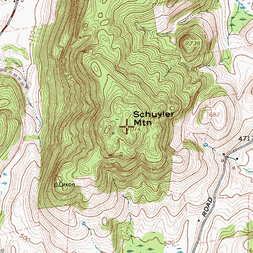 Topographic Map of Schuyler Mountain, NY