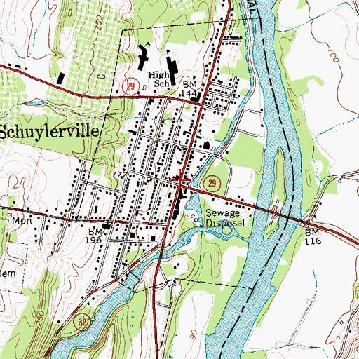 Topographic Map of Schuylerville, NY