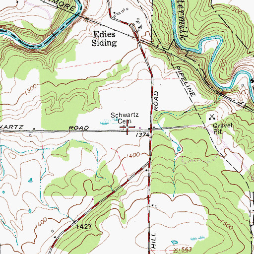 Topographic Map of Schwartz Cemetery, NY
