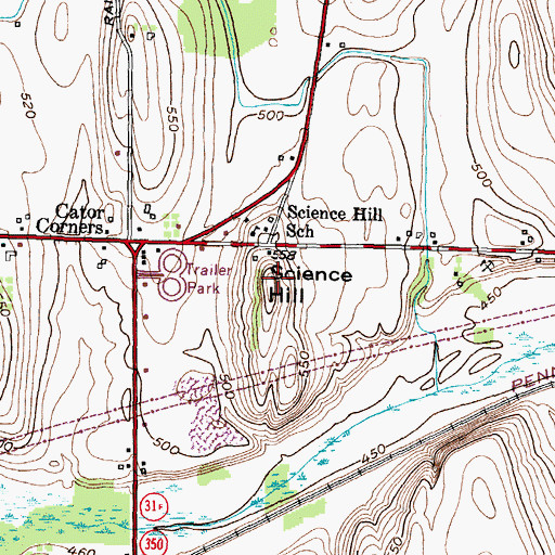 Topographic Map of Science Hill, NY