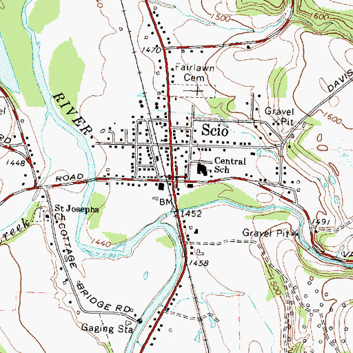 Topographic Map of Scio, NY