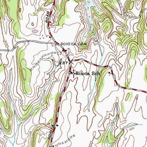 Topographic Map of Sciota School, NY