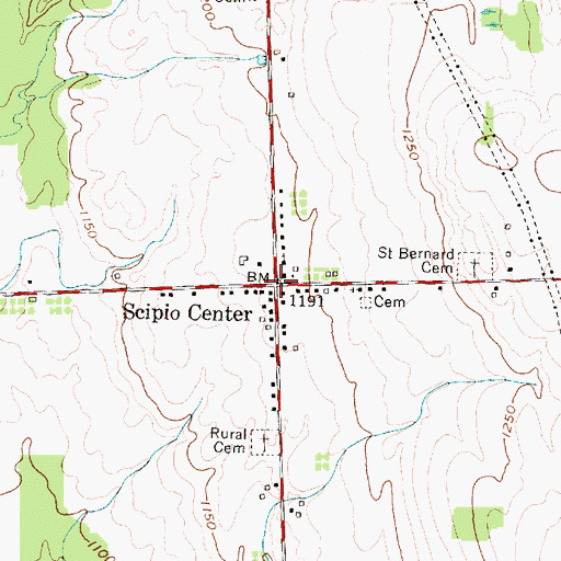Topographic Map of Scipio Center, NY