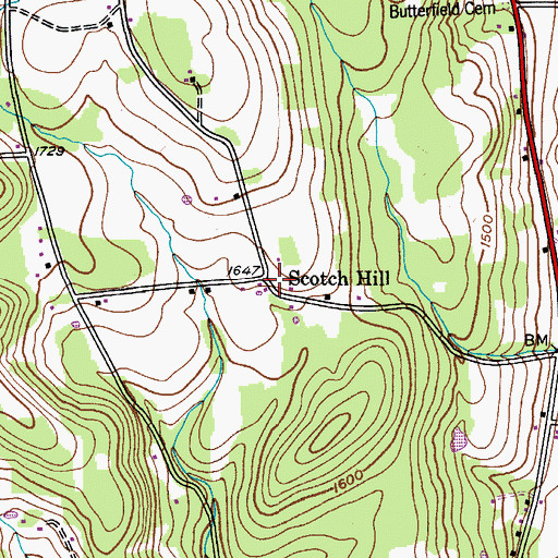 Topographic Map of Scotch Hill, NY