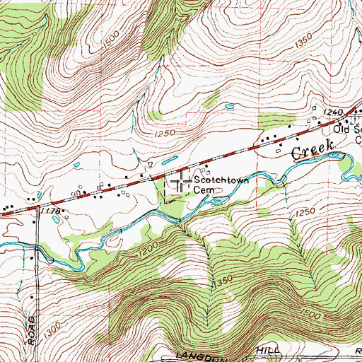 Topographic Map of Scotchtown Cemetery, NY