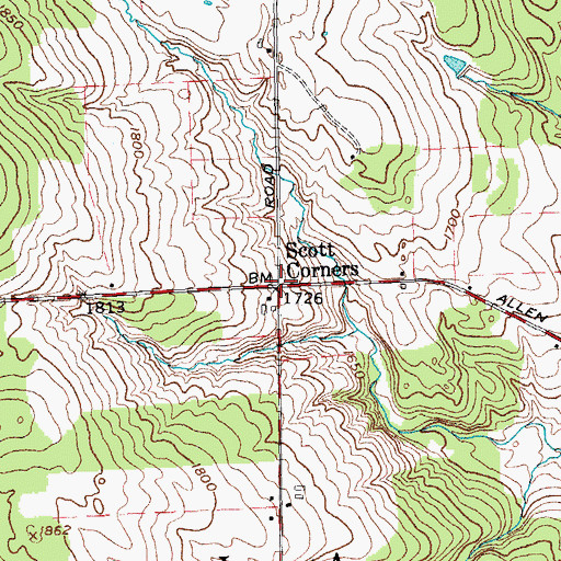 Topographic Map of Scott Corners, NY
