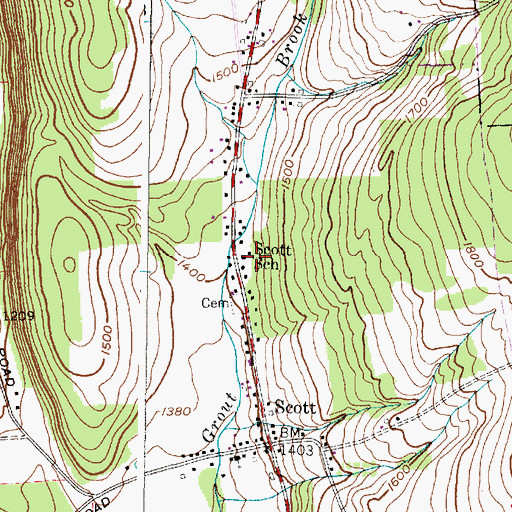 Topographic Map of Scott School, NY