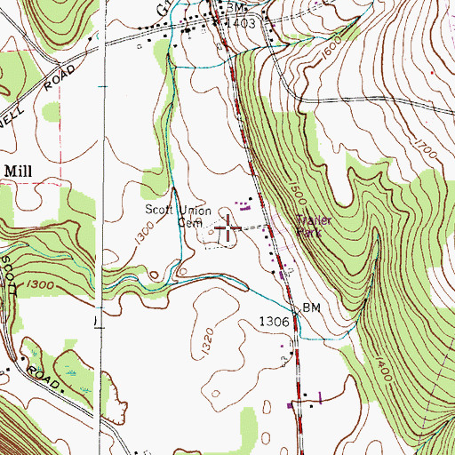 Topographic Map of Scott Union Cemetery, NY