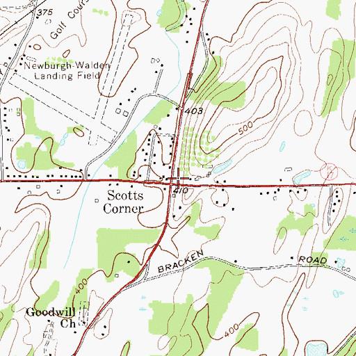 Topographic Map of Scotts Corner, NY