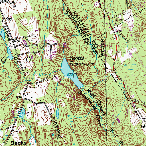 Topographic Map of Scotts Reservoir, NY