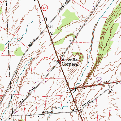 Topographic Map of Scoville Corners, NY