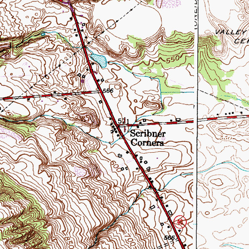 Topographic Map of Scribner Corners, NY
