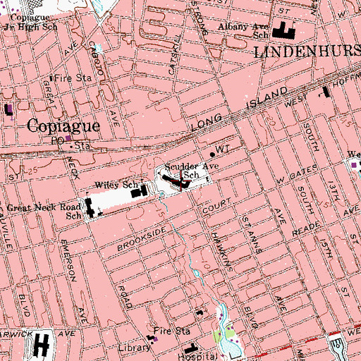 Topographic Map of Scudder Avenue School, NY