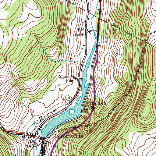 Topographic Map of Halcottsville Cemetery, NY