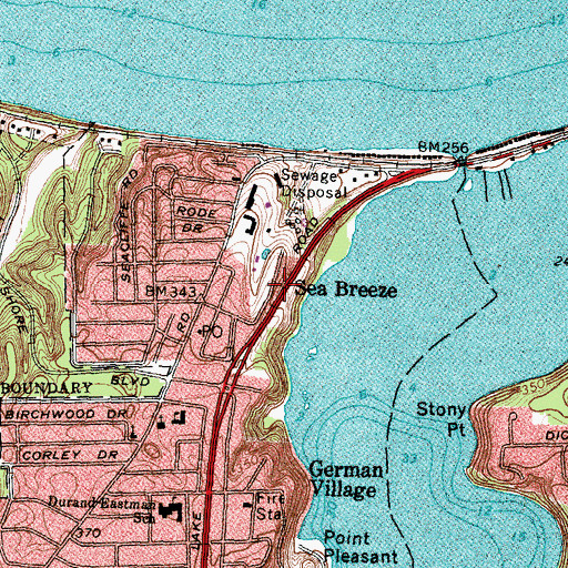Topographic Map of Sea Breeze, NY