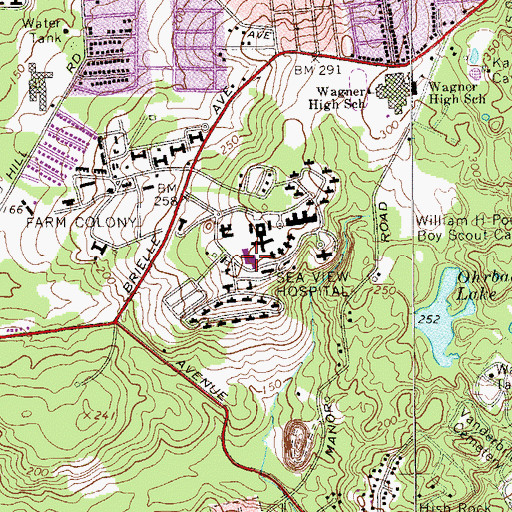 Topographic Map of Sea View Hospital Rehabilitation Center and Home, NY