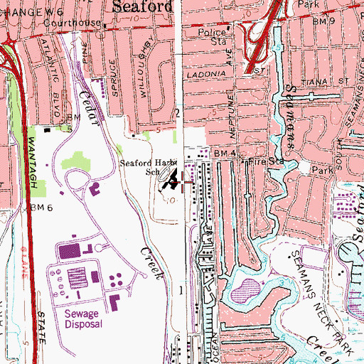 Topographic Map of Seaford Harbor School, NY