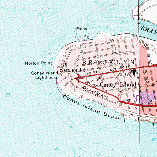 Topographic Map of Seagate, NY