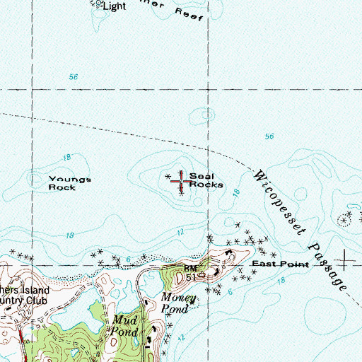 Topographic Map of Seal Rocks, NY