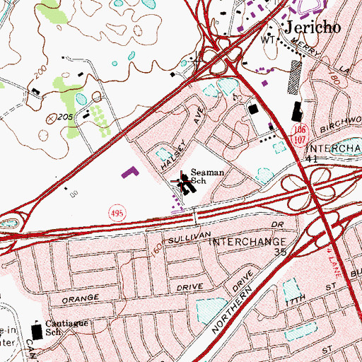 Topographic Map of Robert Seaman Elementary School, NY
