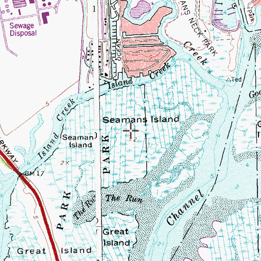Topographic Map of Seamans Island, NY